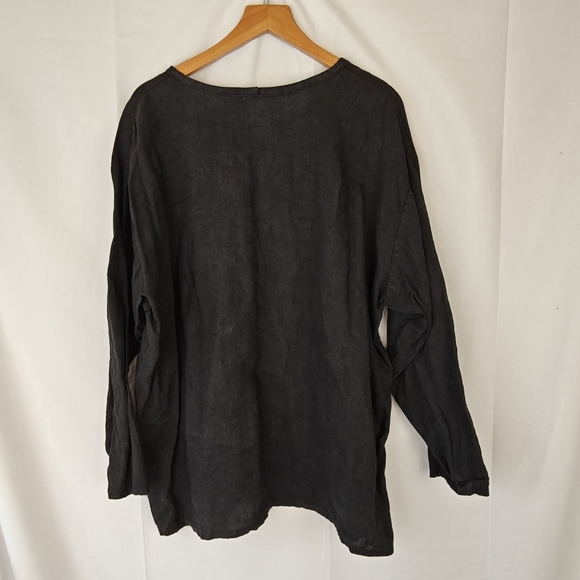 FLAX By Angelheart Vintage Linen Black Long Sleeve T-Shirt Size Large Women's - Picture 10 of 12
